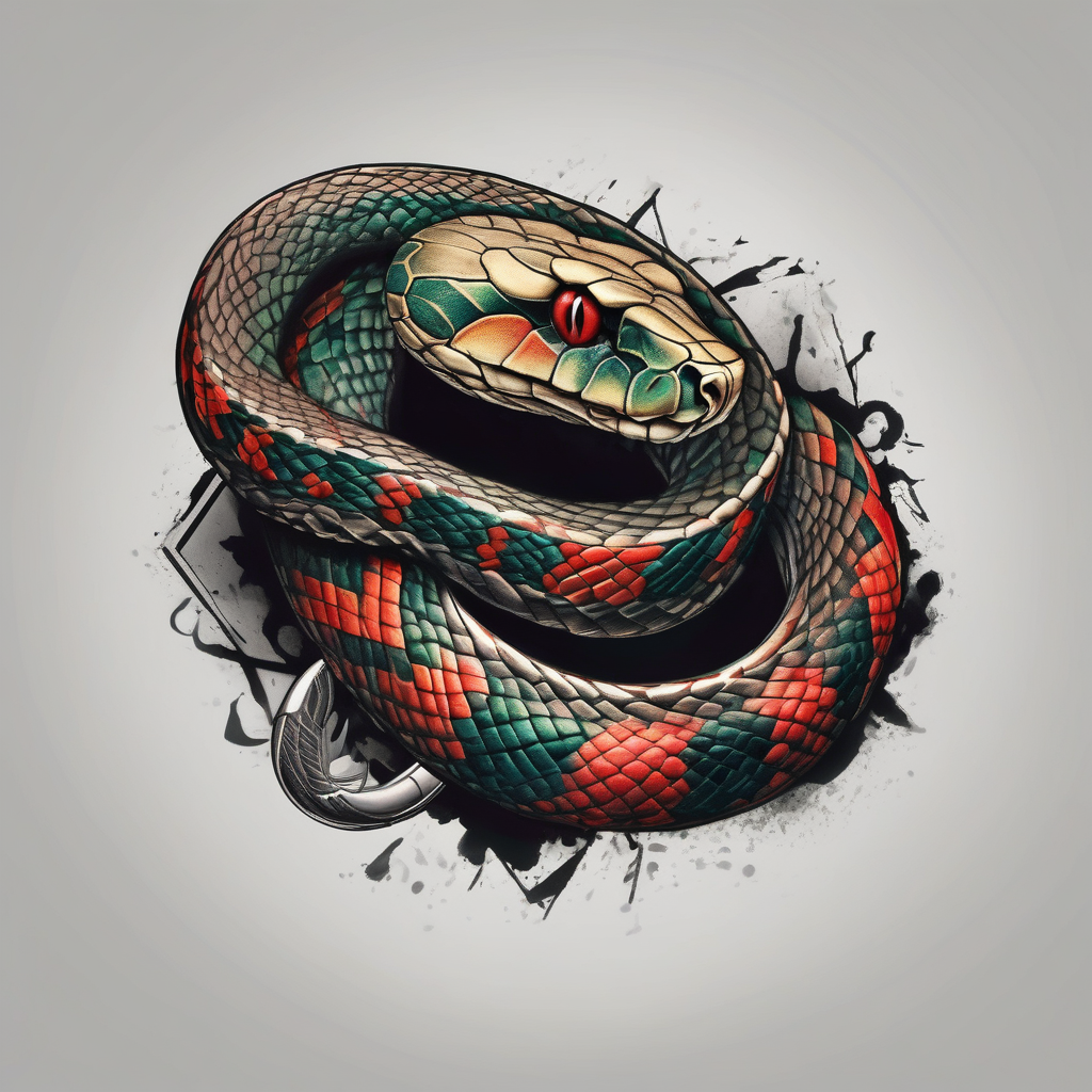 Dangerous Snake back Tattoo floral sleeve tattoo, diseño de tatuaje Realista generado con IA
